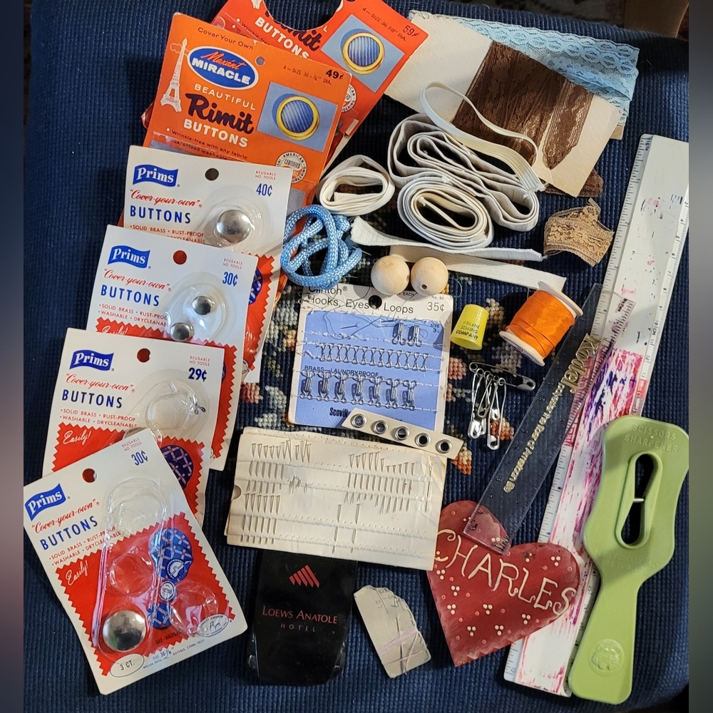 Vintage Sewing Assortment Bundle with Scissor Sharpener 1